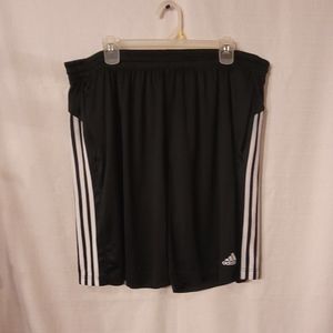 Adidas Climalite Black w/White Stripes Drawstring Waist Shorts